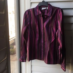 Silk purples/black long sleeve Worthington shirt